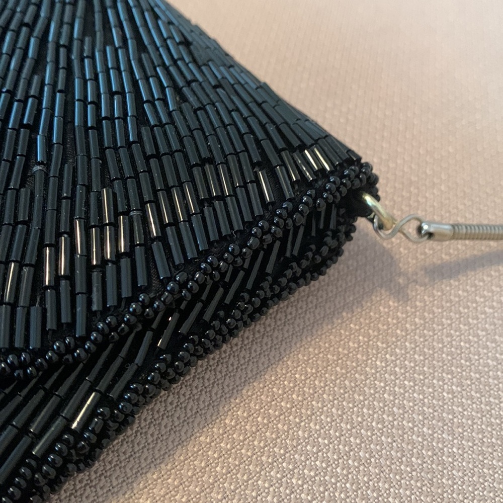 La Regale Black Beaded Evening Clutch/Shoulder Bag - Picture 9 of 12